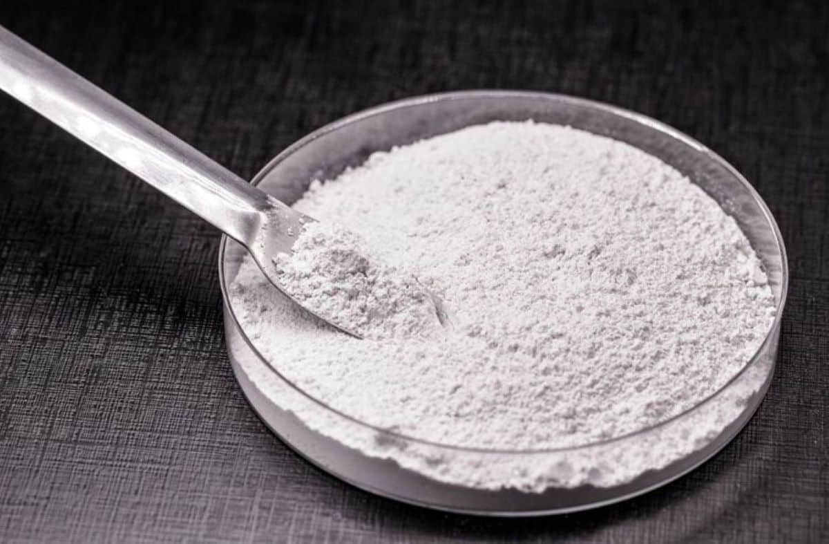 Dish with calcium carbonate powder