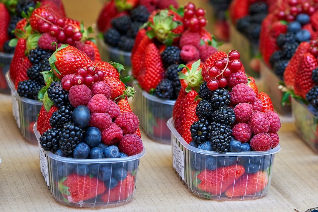 Containers of fresh mixed berries