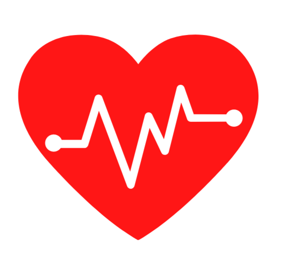 Red heart illustration with EKG symbol